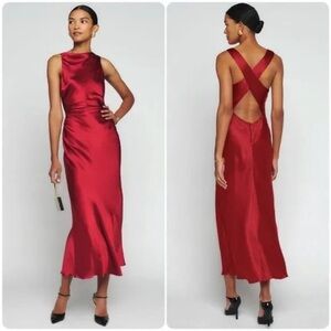 Reformation Casette Red Midi Dress